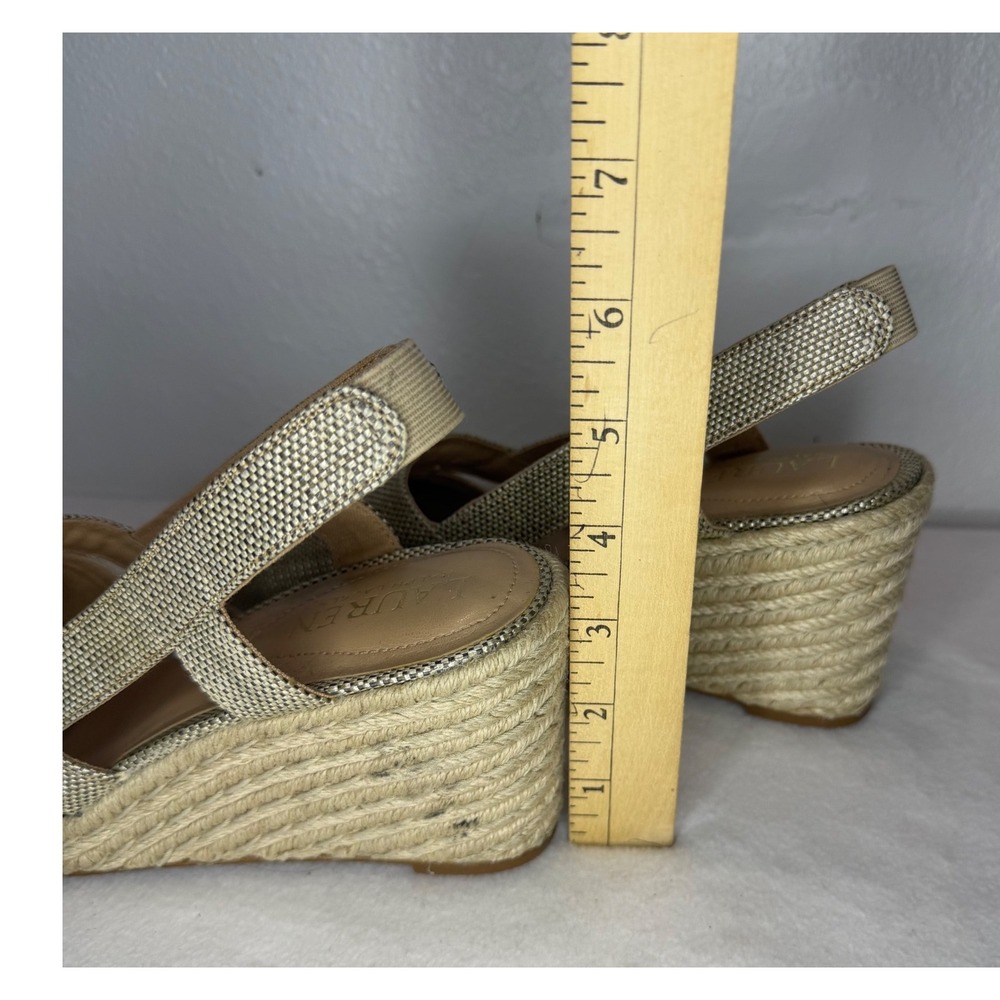 Lauren Ralph Lauren Penelope Espadrille Wedges Women 7.5B Gold Metallic Boho - Picture 3 of 11